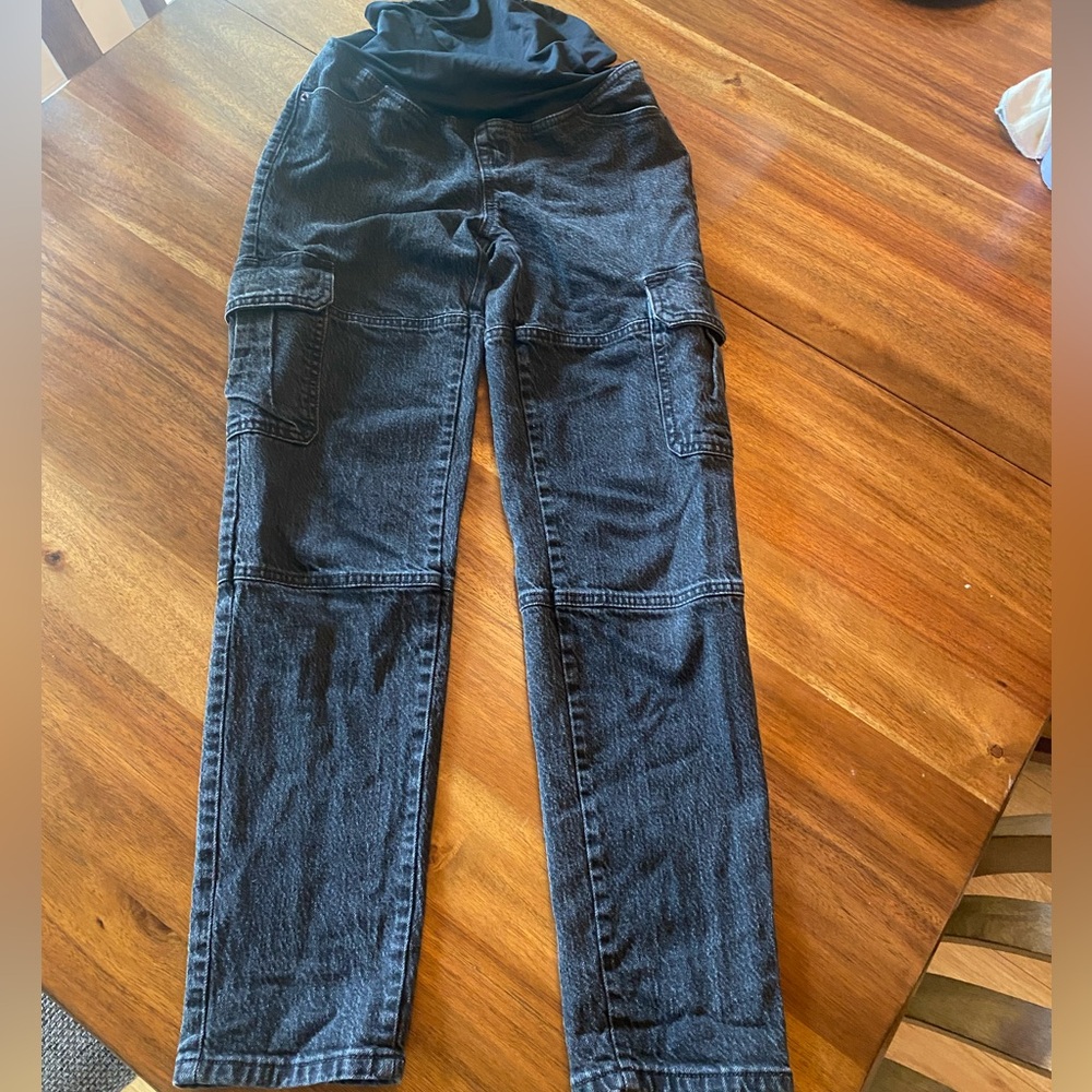 Black Cargo Women Maternity Jeans